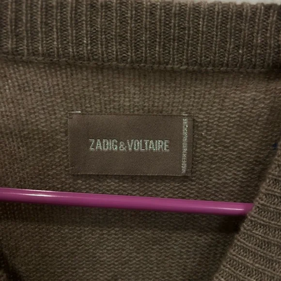Zadig and Voltaire Brown Sweater with Blue Stars - Picture 2 of 3